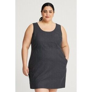 J.CREW Women’s Black Scoop‎ Neck Lined Stretch Linen Blend Resume Dress Size 24